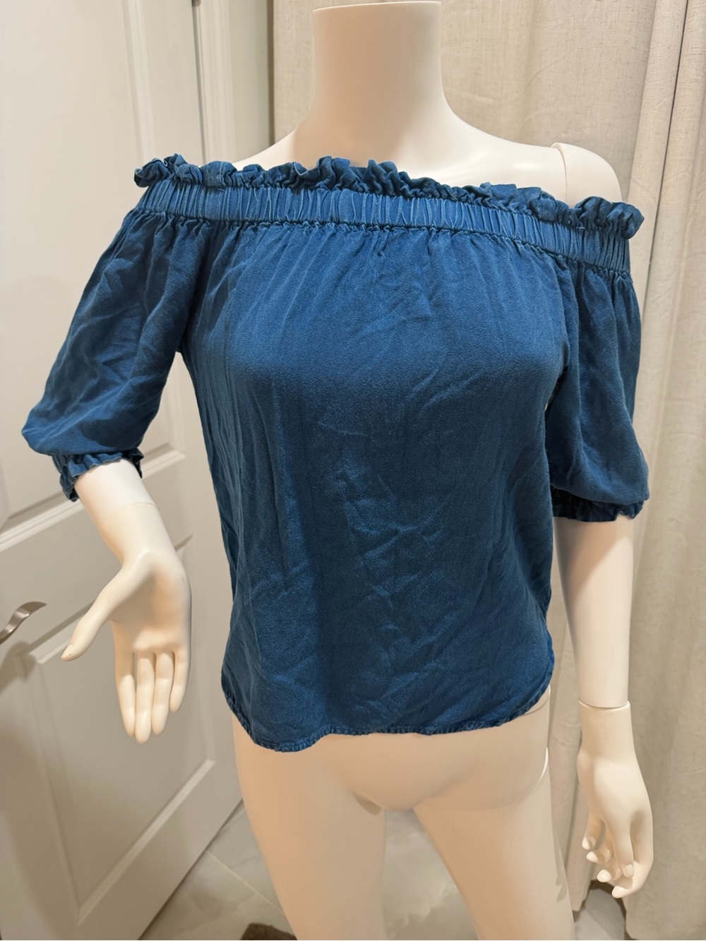 Style Envy Off-Shoulder Ruffled Top - Blue
